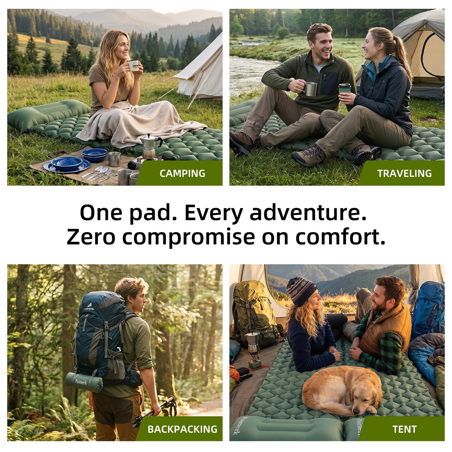 Ultralight Camping Sleeping Pad Mat, Compact Air Mattress for Backpacking