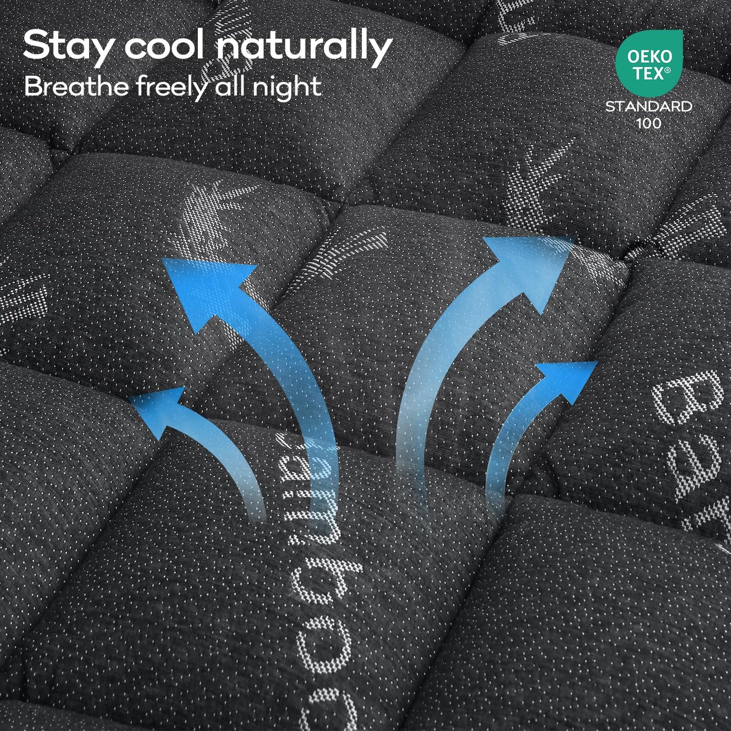 OLANLY Queen Mattress Topper, Bamboo Viscose Cooling Pillow Top Mattress Pad, Soft Plush Down Alternative for Firm Mattress, Back & Hip Pressure Relief, Machine Washable, Deep Pocket, Dark Gray