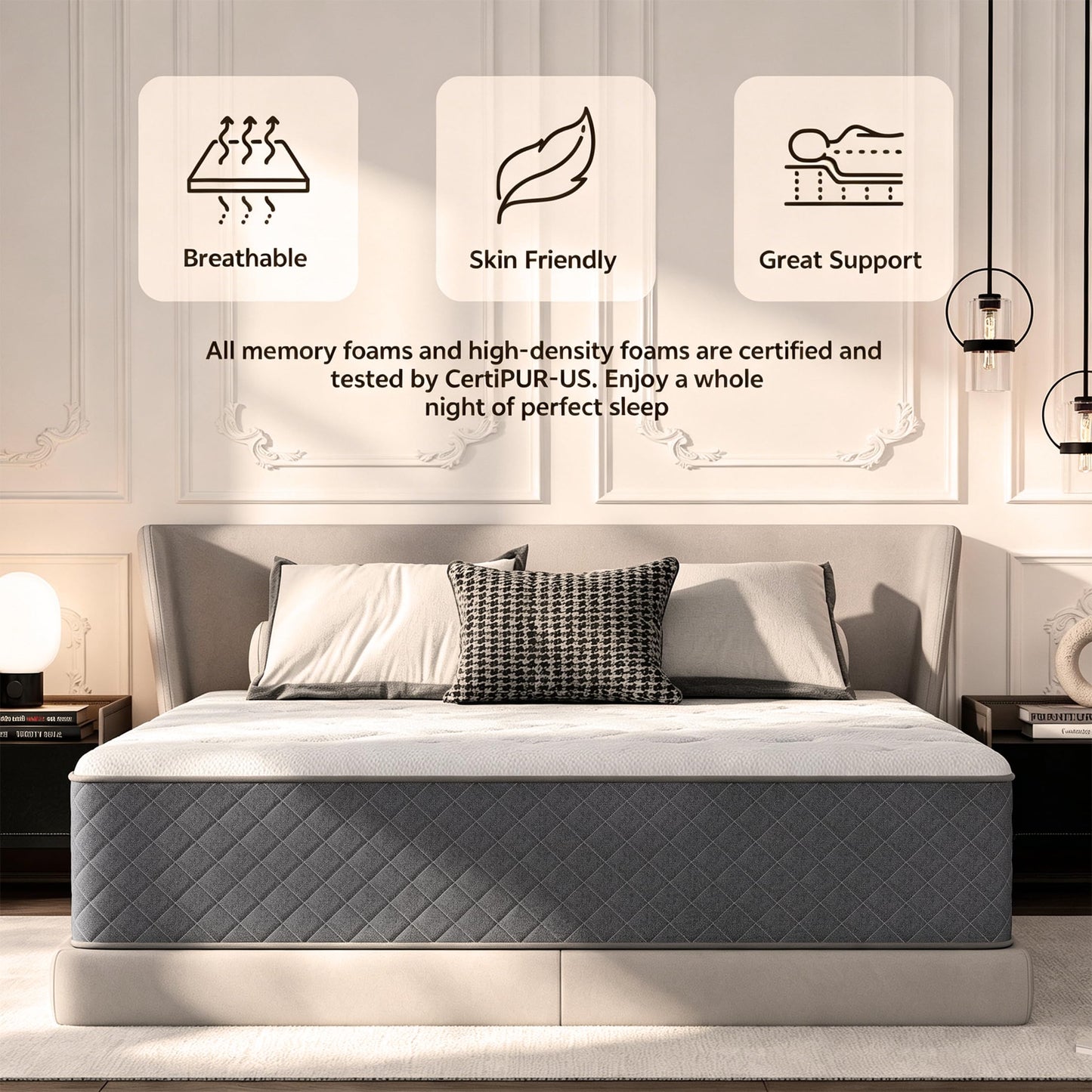 Matoresu 12 Inch Full Mattress Medium Firm,Hybrid Full Mattresses, 7-Zone Memory Foam Mattress with Pocket Sprung for Body Support & Pressure Relief