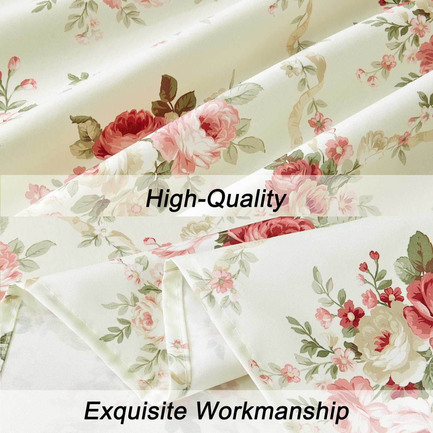 Qahing Vintage Floral Rectangle Tablecloth Shabby Chic Flower Table Cloth Spring Table Cover Waterproof for Dinner Kitchen Picnic, Pink, 60x84 Inches