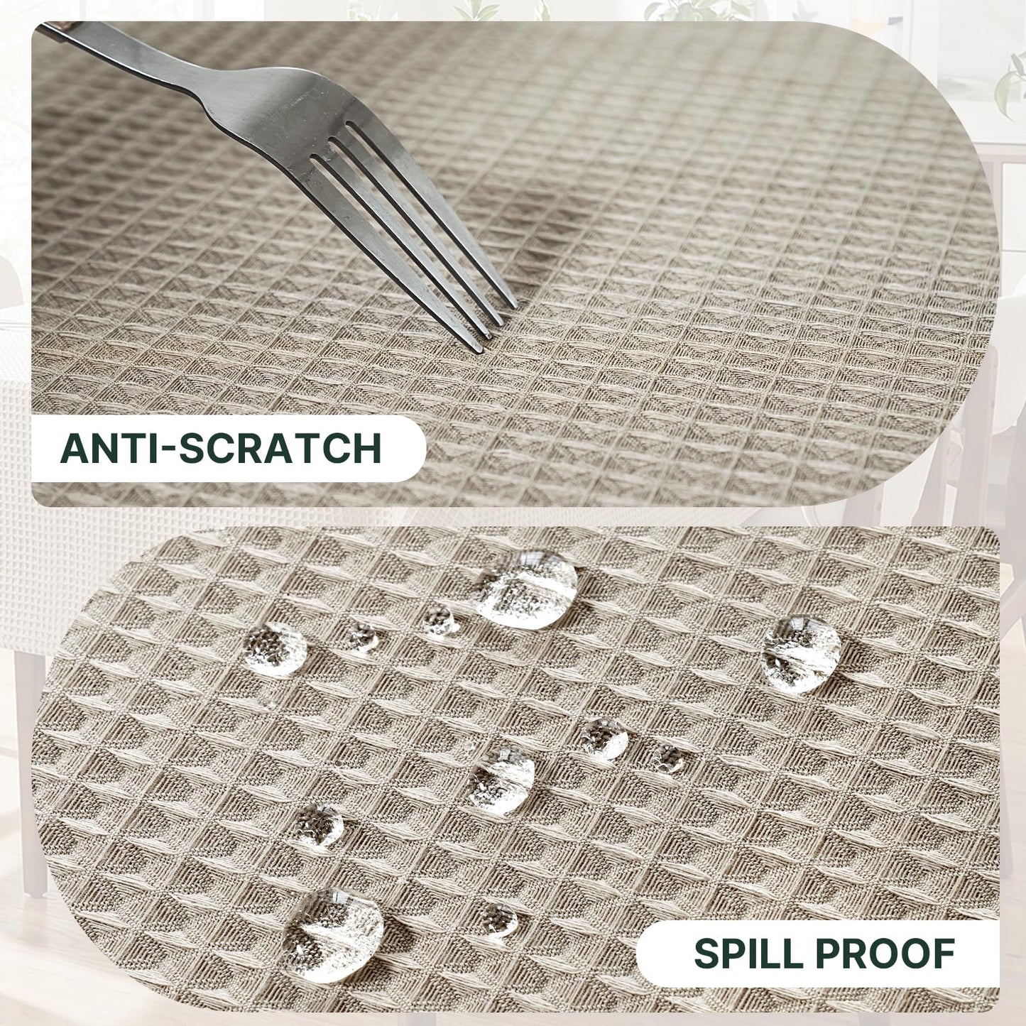 H.VERSAILTEX Rectangle Tablecloth Waffle Textured Waterproof Table Cloth Stain Resistant Wrinkle Free Washable Decorative Table Cover for Dining, Kitchen, Wedding and Parties (54x108 Inch,Natural)