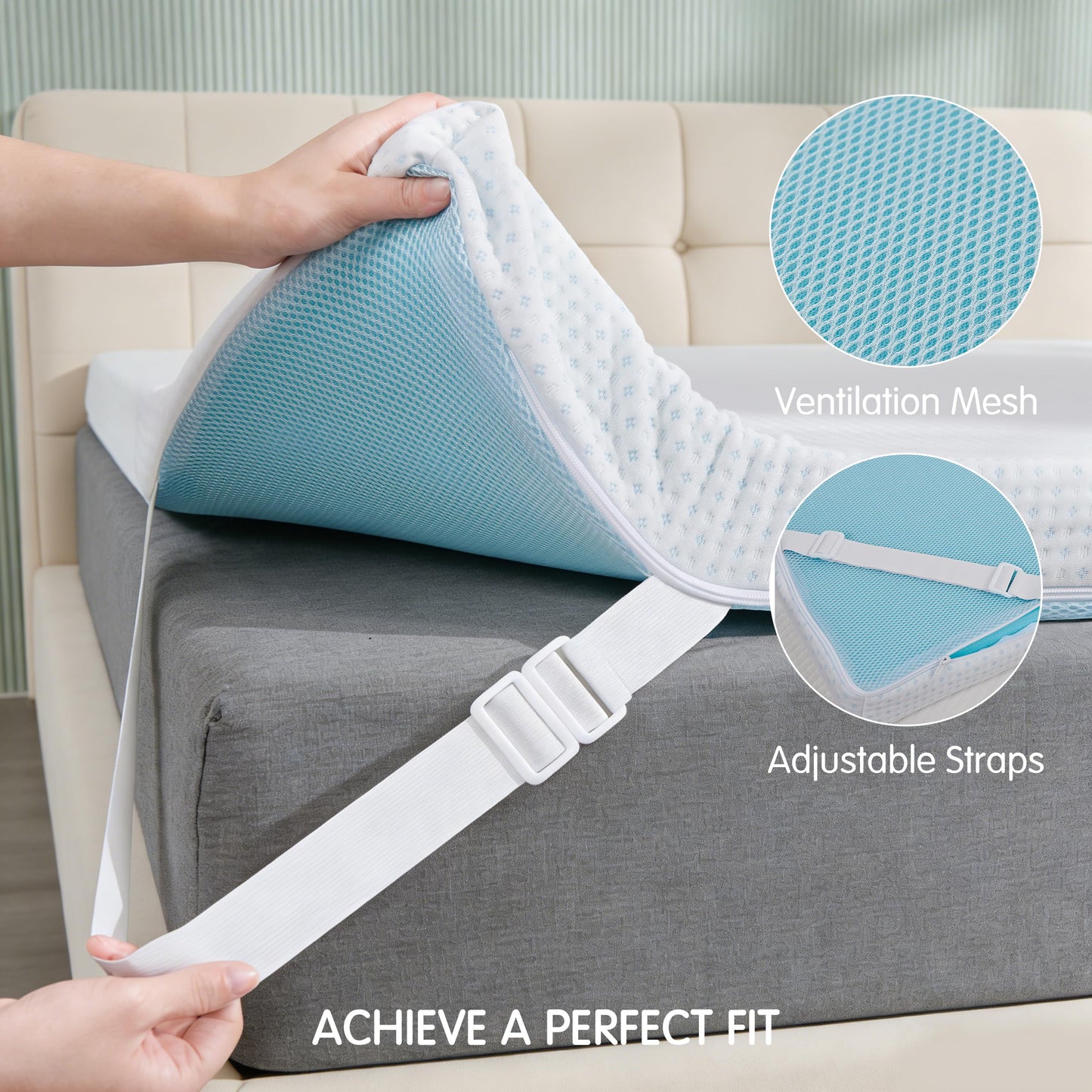 Subrtex Mattress Topper Cover (Only Cover) Mattress Protector Bedding Rayon Made from Bamboo Removable Mattress Encasement Mattress Cover with Zipper (4 Inch, White, Twin)