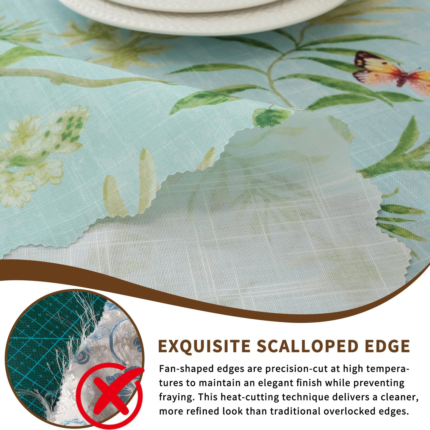 HOMOHEINI Rectangle Waterproof Tablecloth Linen Textured Table Cloth,Stain and Wrinkle Resistant Washable Fabric Table Cover for Dining, Party, Camping and Outdoor, 52 x 70 Inch, Green Leaves