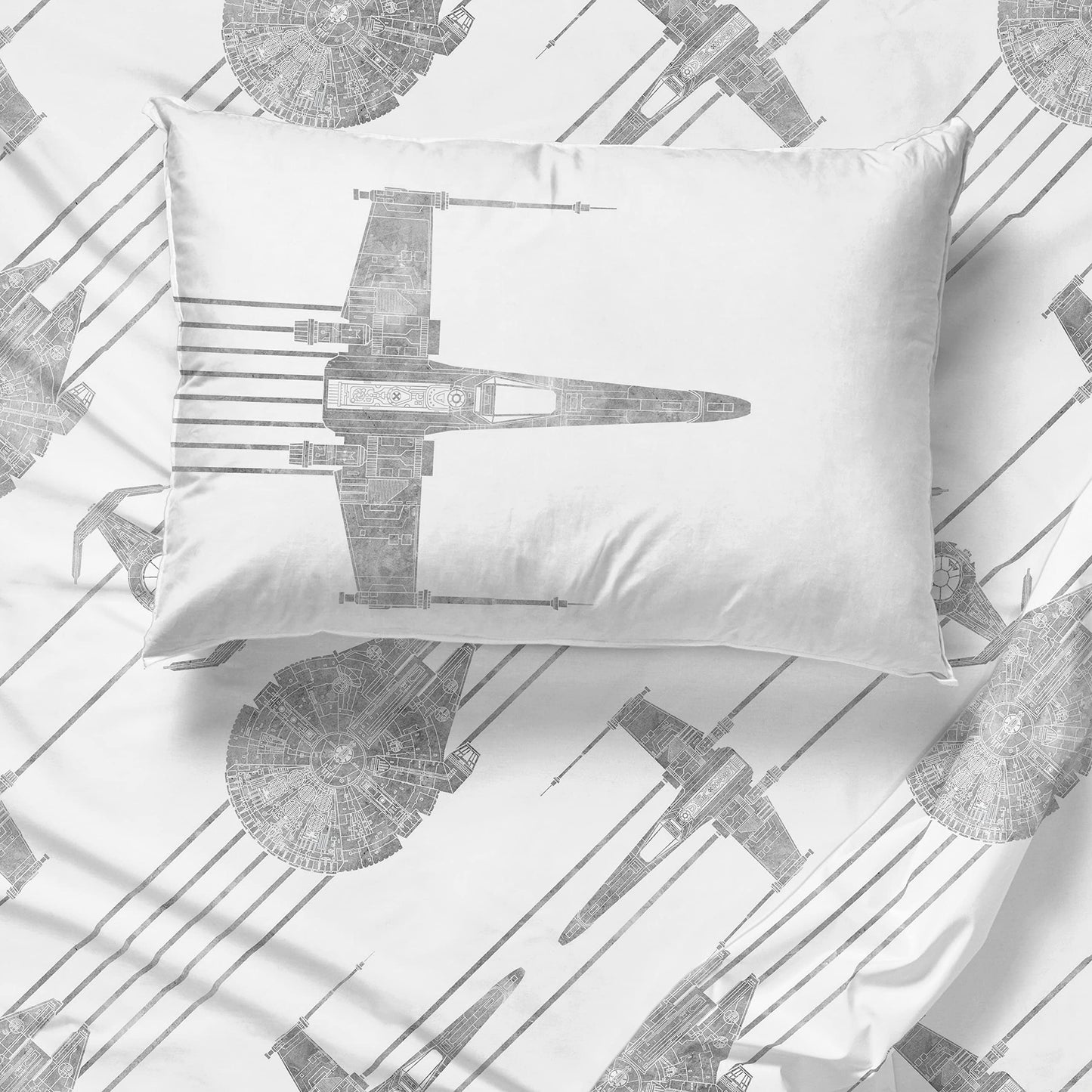 Jay Franco Star Wars Falcon Schematics 5 Piece Twin Size Bed Set - Includes Comforter & Sheet Set - Super Soft Kids Bedding Fade Resistant Microfiber