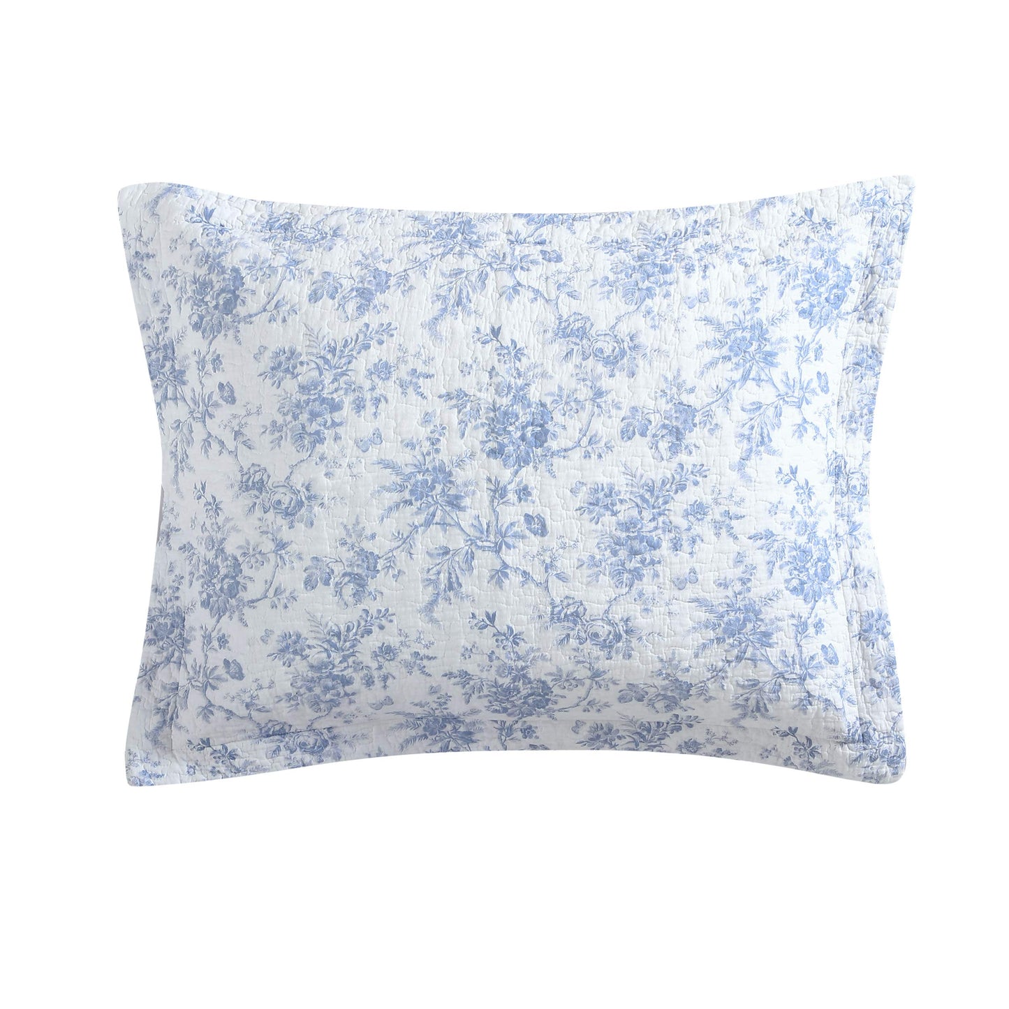 Laura Ashley - Twin Quilt Set, Soft Cotton Bedding with Matching Sham, Reversible Floral Toile Design, Floral Room Decor, Lightweight for Year-Round Layering (Walled Garden Blue)