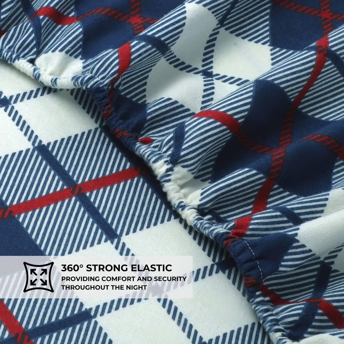 Featherhead™ 100% Cotton 4PCs Flannel Sheet Set, Full Size, Tartan Plaid | Double-Brushed for Extra Softness, Warm & Breathable, Extra Deep Pockets fits Up to 17” – 1 Flat, 1 Fitted, 2 Pillowcase
