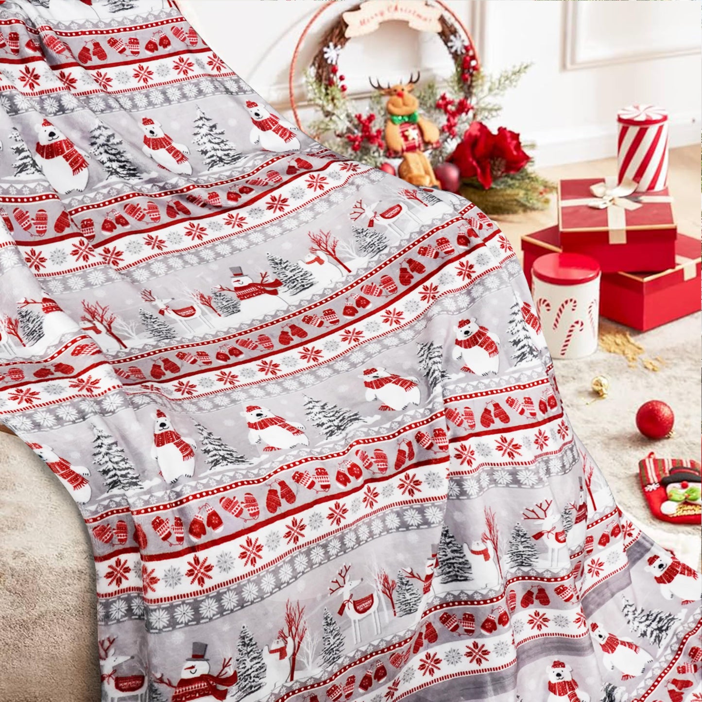 Christmas Blanket Soft Cozy Lightweight Throw Blanket for Couch Sofa Bed Living Room Home Decor for Boys Girls Kids Adults Gift 50x60 inch