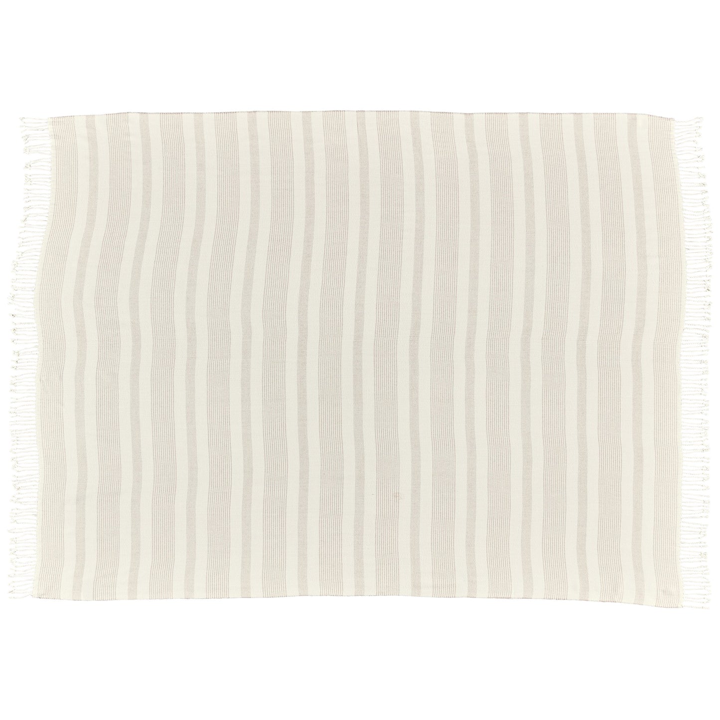 Amazon Brand – Stone & Beam Striped Throw Blanket, Soft and Easy Care, 80" x 60", Fringed, Natural
