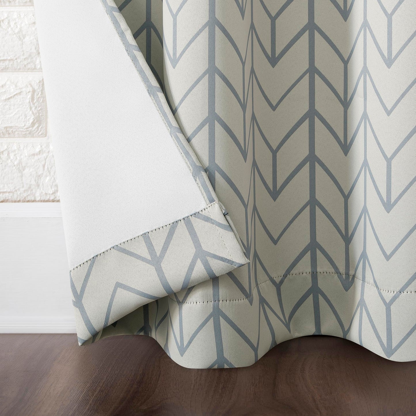 Sun Zero Kenwood Chevron Blackout Grommet Curtain Panel, Stone, 40"W x 84"L (1 Panel)