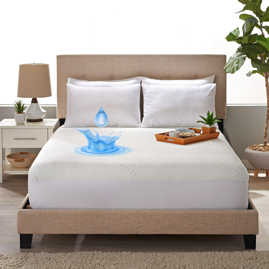 STYLINEN Tencel Eucalyptus Waterproof Mattress Protector - 100% Waterproof, Ultra Soft & Cooling with 16 Deep Pockets, Noiseless Protection from Stains & Spills (Queen)