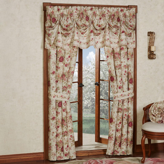 Touch of Class Heirloom Rose Window Set, Tuck Valance & 84" L Curtain Pair