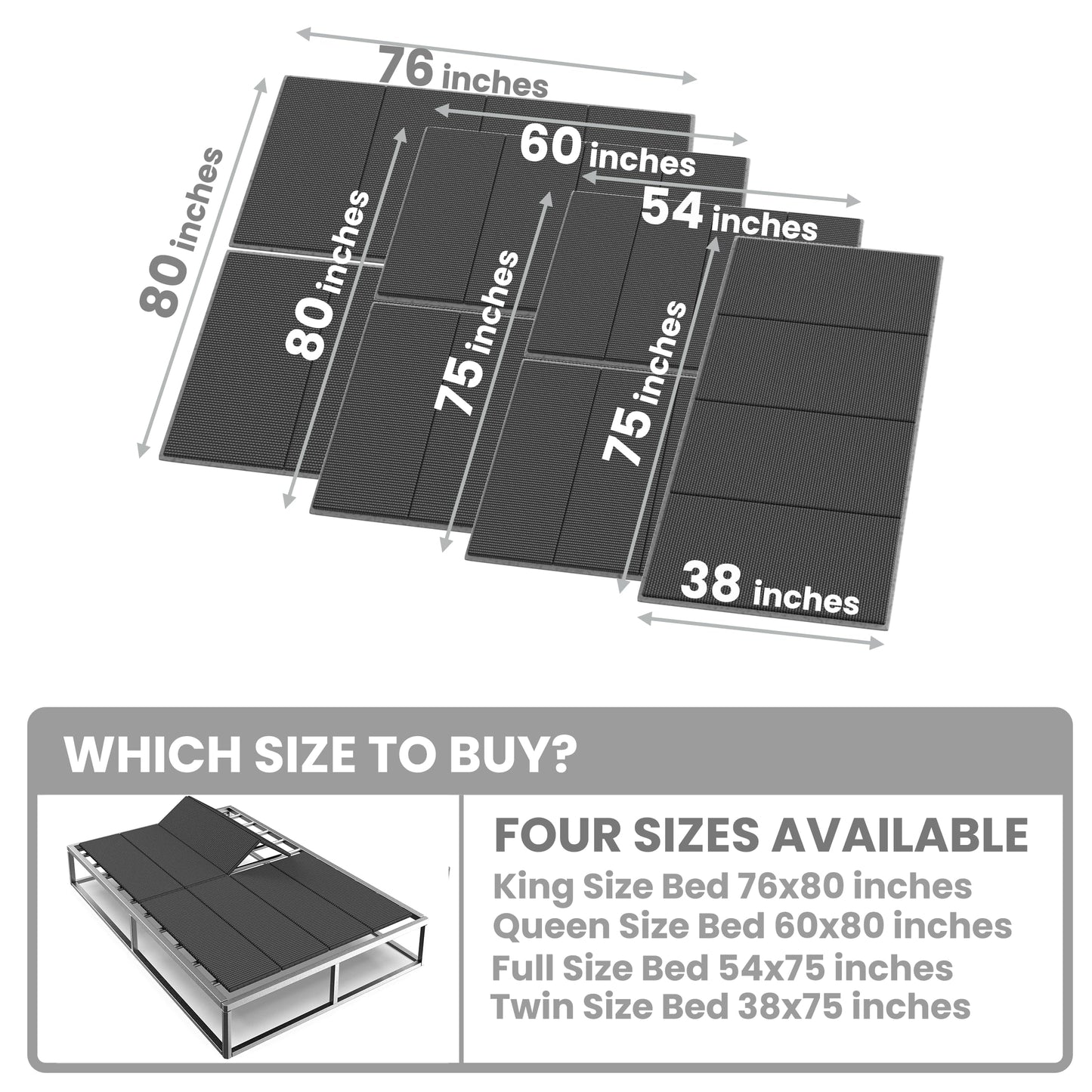 Irrical Light and Thin Bunkie Board Queen Size 57.5x80'', Large Double Bed 10MM, Bed Support Flat Noodles,Light and Thin, Breathable, Noise Minimizing