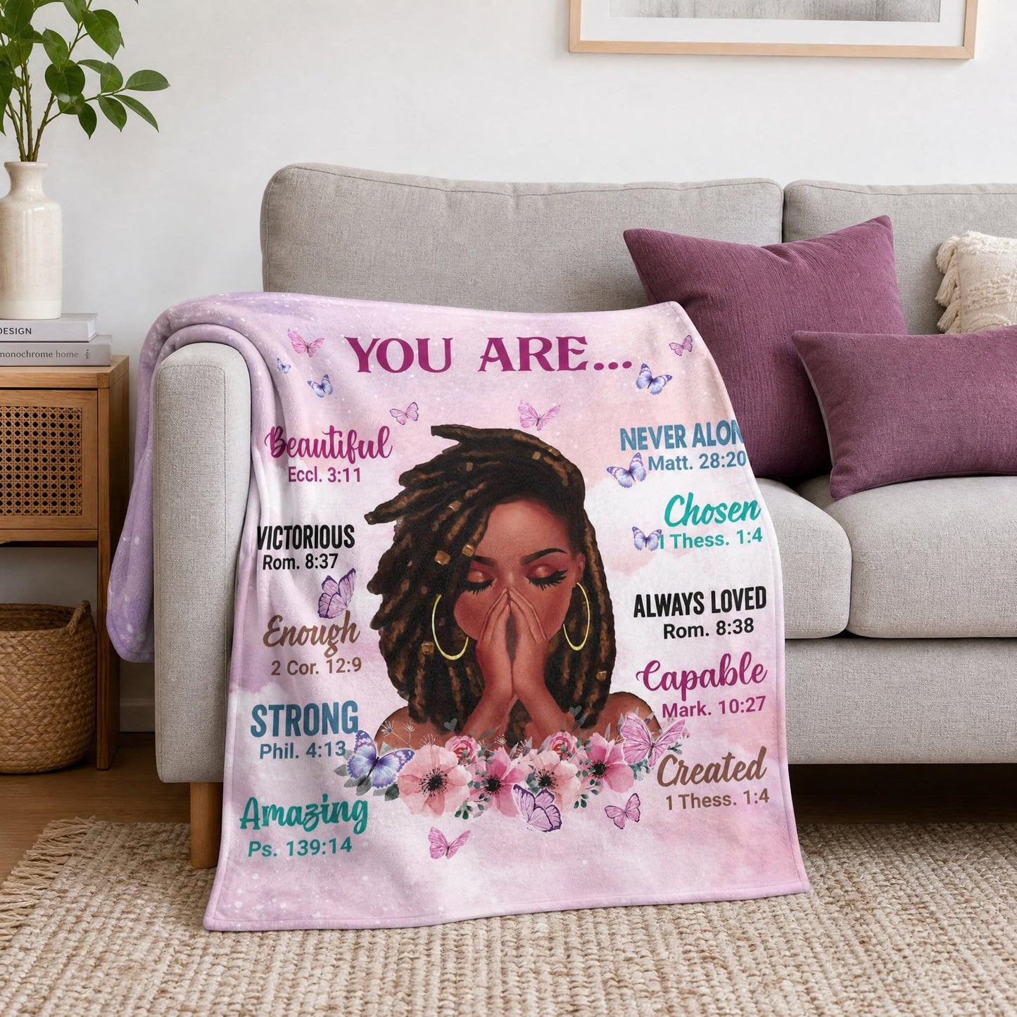 TRENDYNEST Throw Blanket, Soft Fleece Blanket with Inspirational Positive Thoughts and Quotes for Bedroom, Ideal as a Gift for Girls and Women 50x60 Inch