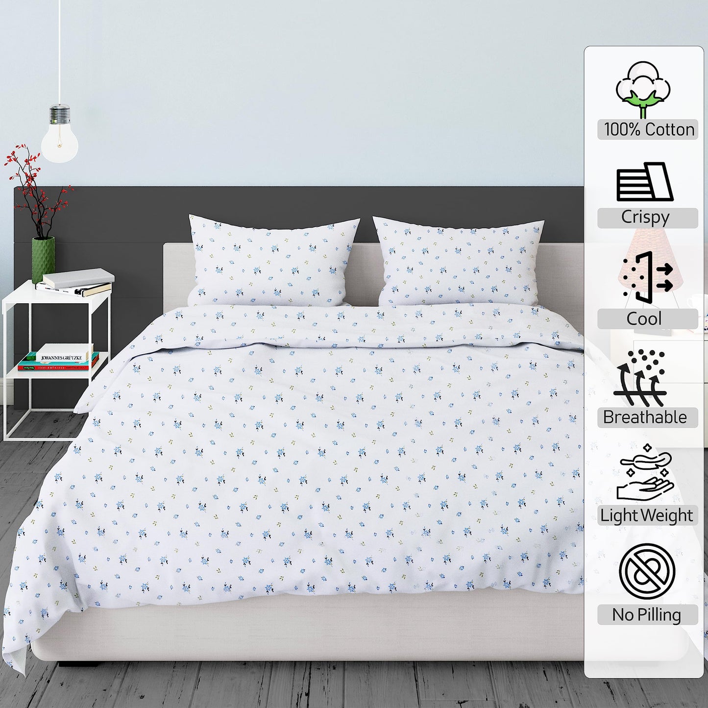 RUVANTI 100% Cotton Percale Sheets Full Size, Phulkari