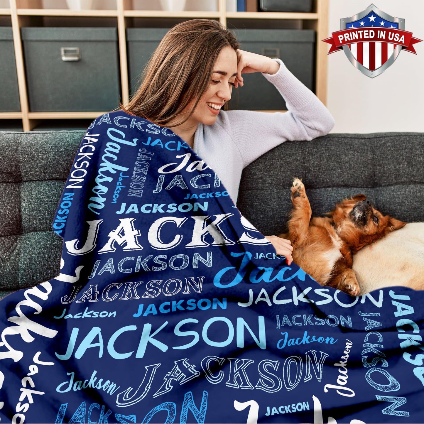 Custom Name Blanket, Personalized Throw Blanket with Names for Teen Girls Boys Kids, Customized Name Throw Blanket Customizable Gift for Kids Baby Adult Women Men Christmas Birthday - Printed in USA