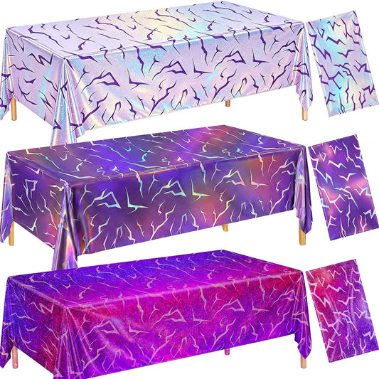 Fufuddz 3 Pack Rumi Birthday Decor Kpop Pink Tablecloth and Purple Plastic Tablecloth, 54"x108" PE Waterproof Tablecloth, Plastic Table Cloth Disposable, Ideal for 10th Birthday Decorations for Girls