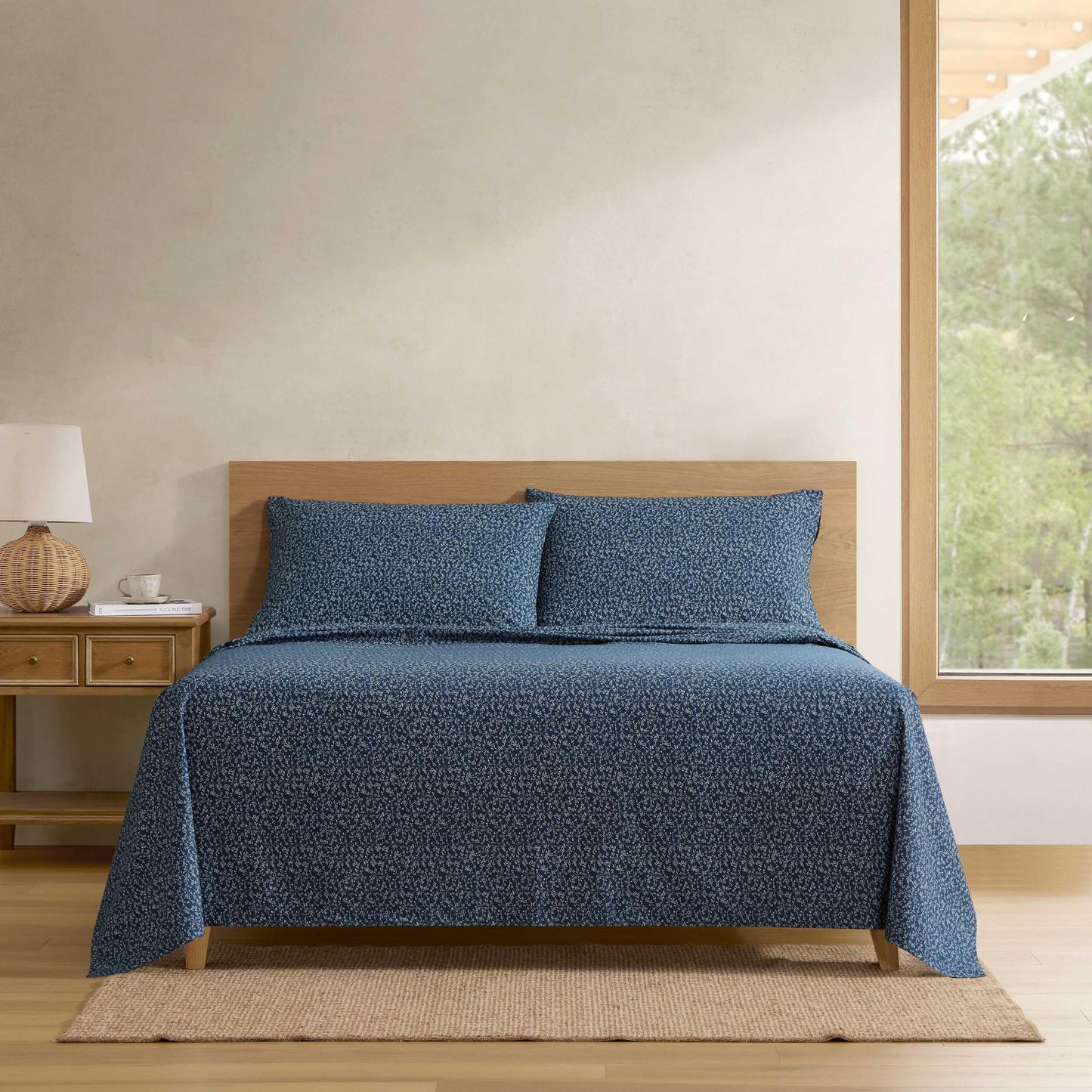 Eddie Bauer - Twin Size Sheet Set, Cotton Percale Bedding with Deep Pocket Fitted Sheet, Bed Sheets with Matching Pillowcase, Petit Floral Blue
