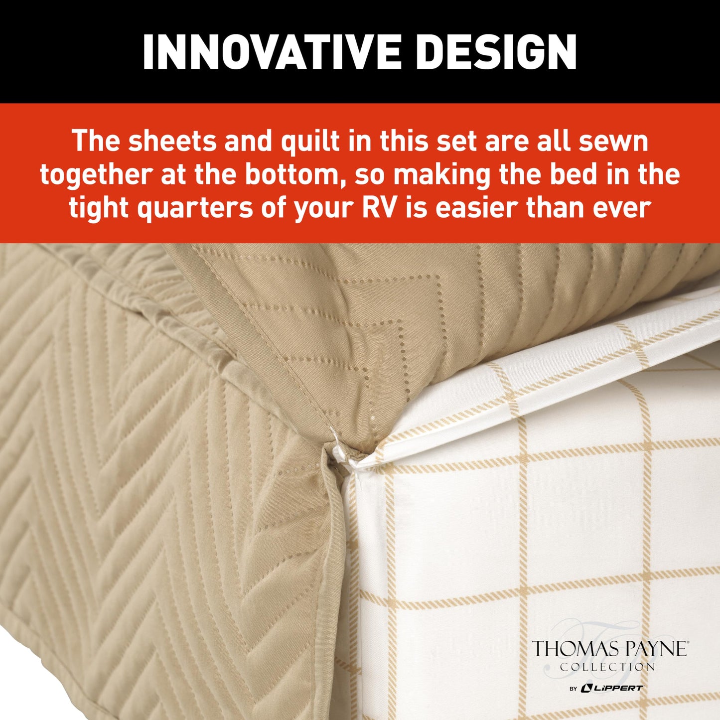 Lippert Easy Zzzs™ RV Bedding Set - Short Queen, Tan Brown