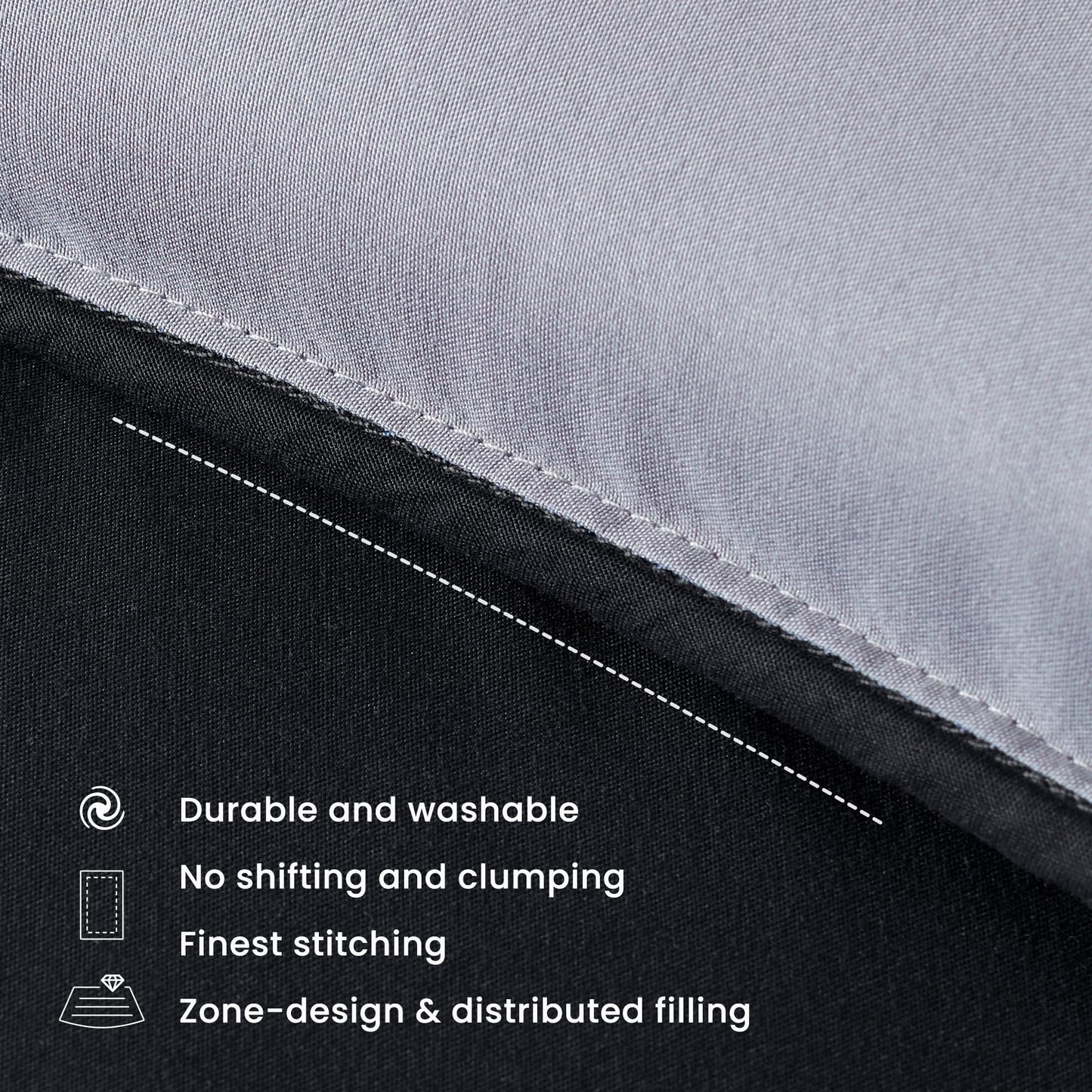 SLEEP ZONE Comforter Duvet Insert, Queen Size Quilted Reversible Comforters, Soft All Season Duvet, Down Alternative Breathable Bedding with 8 tabs, 2 Sides Black Gray 88 x 88 Inches
