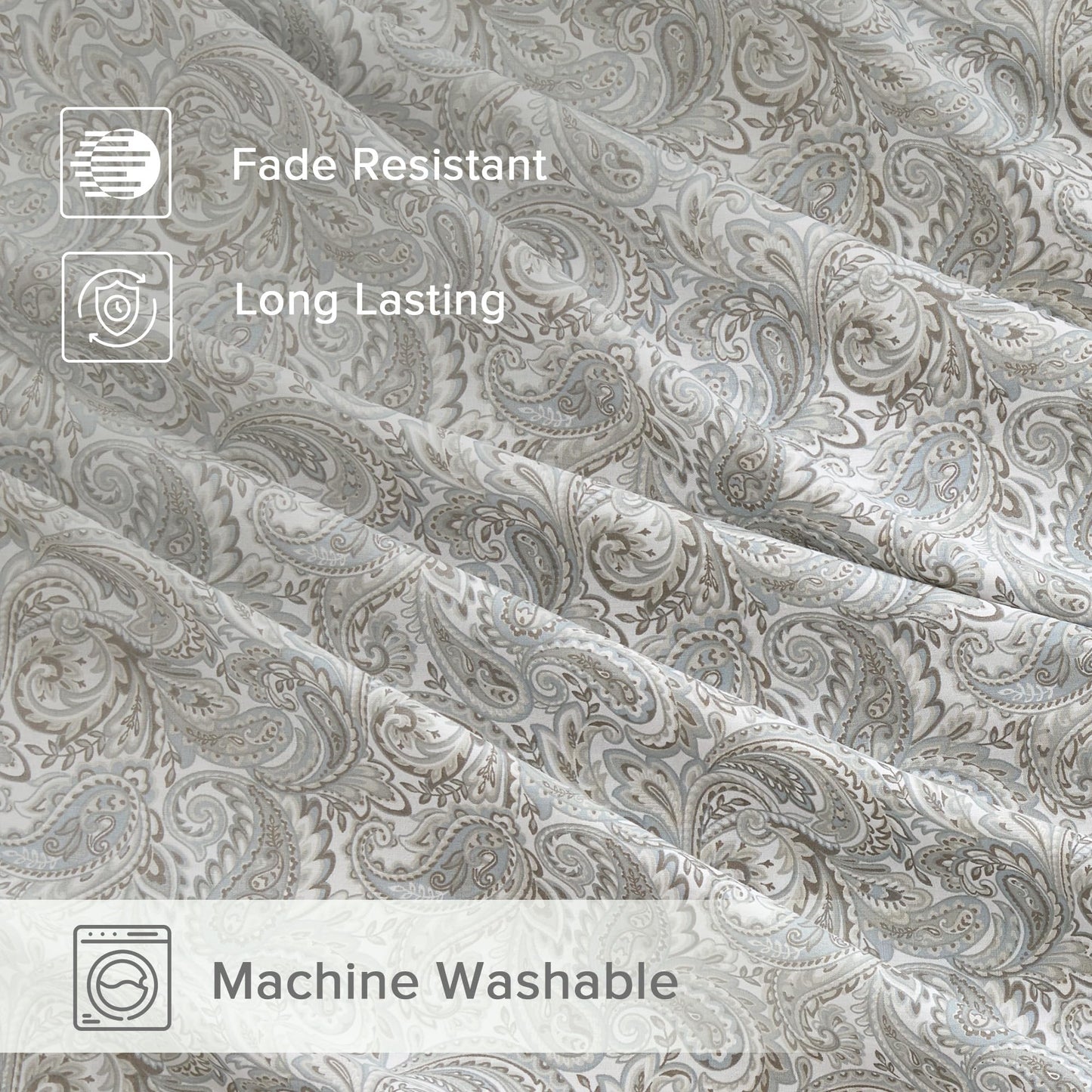 Comfort Spaces 100% Cotton Sheets Queen, Breathable, Naturally Cool Cotton Sheets, Soft Cotton Bed Sheets with 14" Elastic Pocket Fits up to 16" Mattress, All Seasons Sheet Set, Paisley Multi 4 Piece