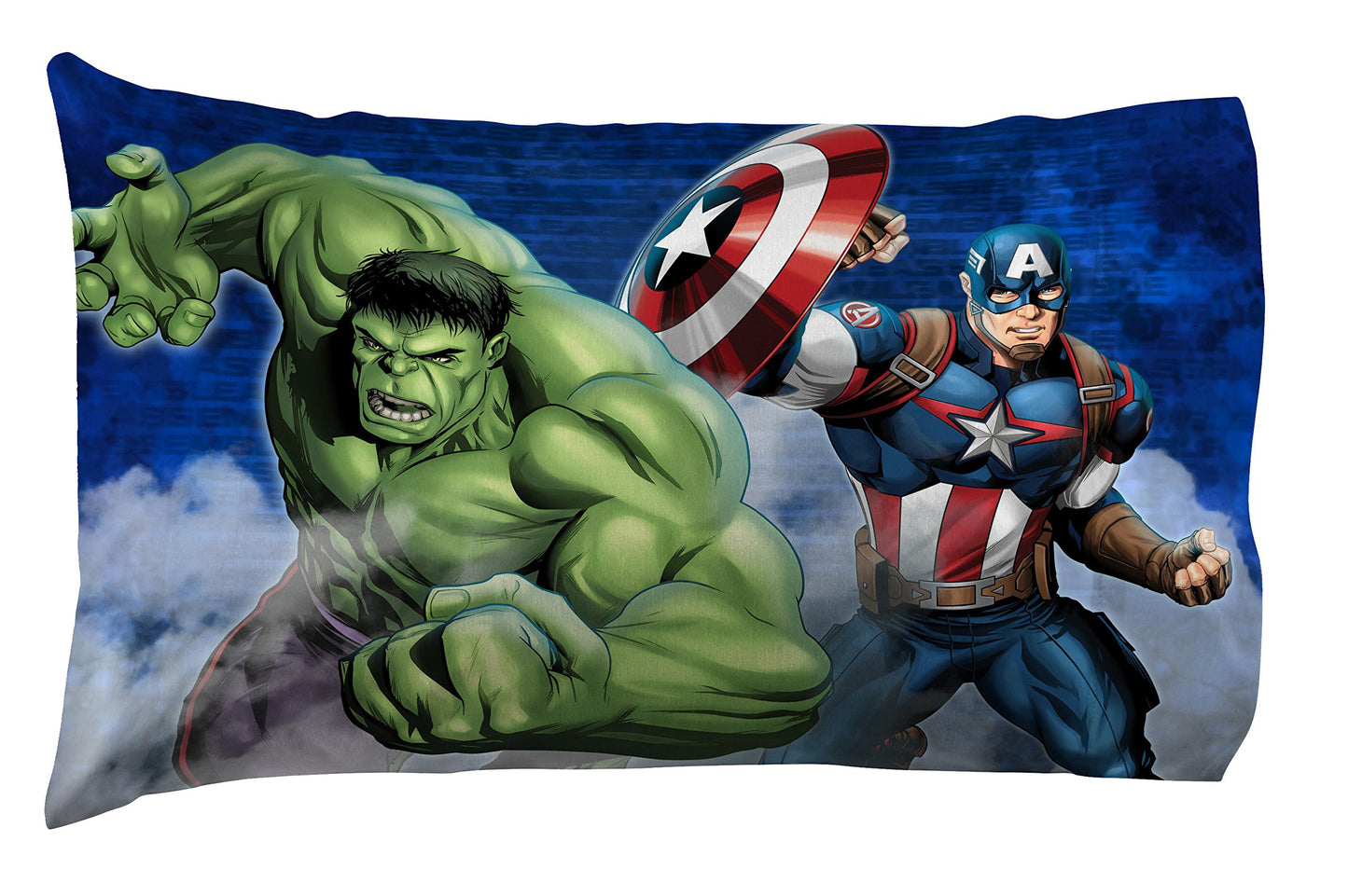 Marvel Avengers Blue Circle 5 Piece Full Bed Set - Includes Reversible Comforter & Sheet Set - Bedding Features Captain America & Iron Man - Fade Resistant Microfiber (Official Marvel Product)