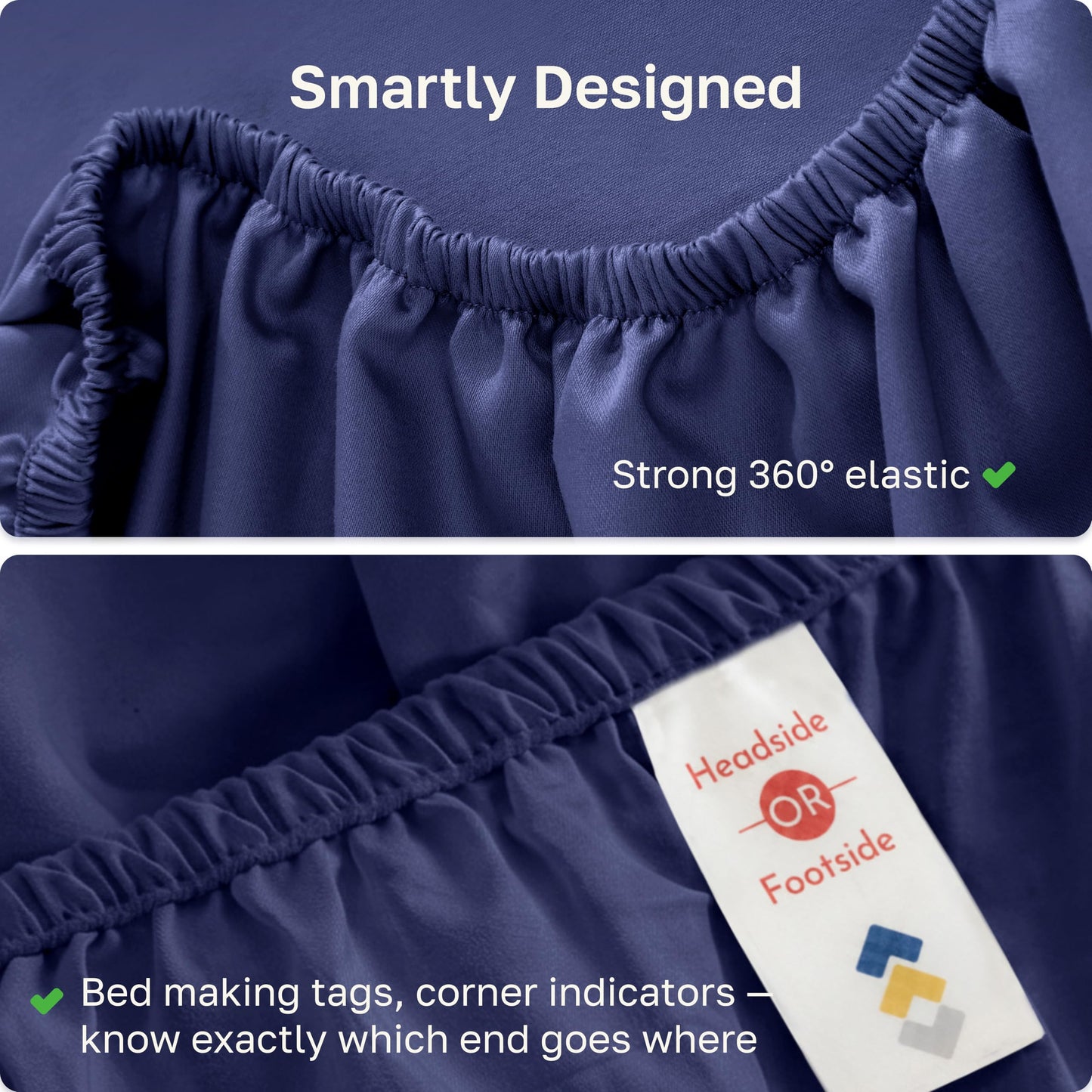 California Design Den Deep Pocket King Fitted Sheet Only, 1 Pc 100% Cotton Fitted Sheet King, No Pop-Off Elastic, Durable Sateen Weave, Soft Fitted Cotton Sheet (Navy Blue)