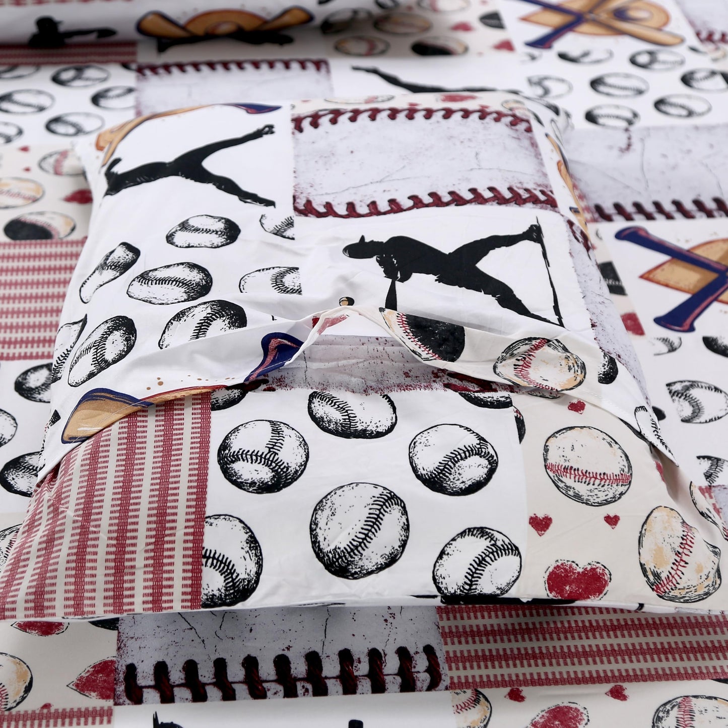 SDIII 4 Pieces Baseball Sheets Twin for Boys Girls Kids Teens, Soft Microfiber Deep Pocket Sport Themed Twin Sheets Set for All Season