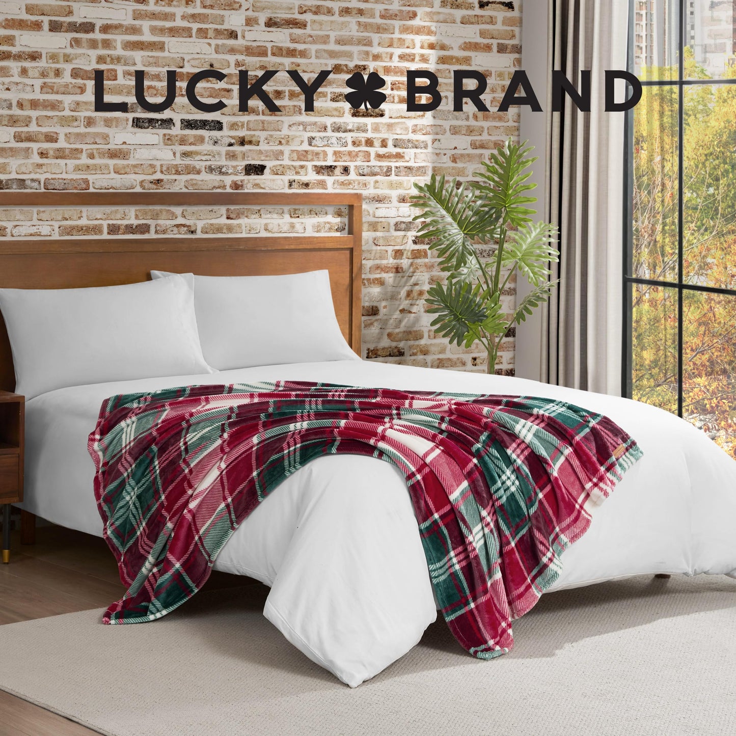 Lucky Brand Plush Winter Red Plaid 50"x70" Soft Throw Blanket - Luxurious Microfiber Plush Blanket for Ultimate Comfort and Cozy Warmth