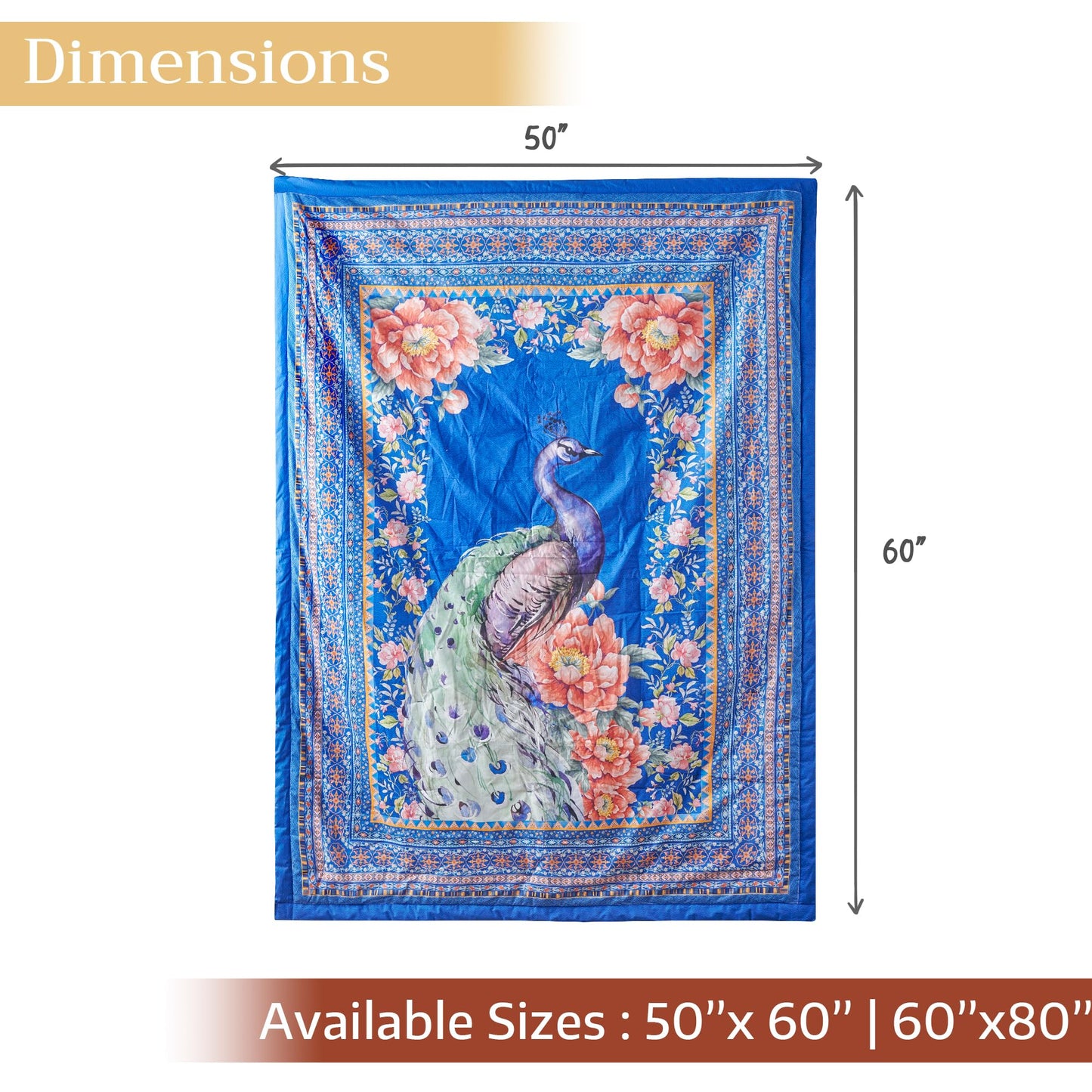 Maison d' Hermine Throw Blanket for Couch Lightweight Soft Warm Breathable Cotton Throw Blankets for Bed Girls Boys Women Men Gifts Room Spring Summer (Secret Garden - Peacock, 60" X 80")