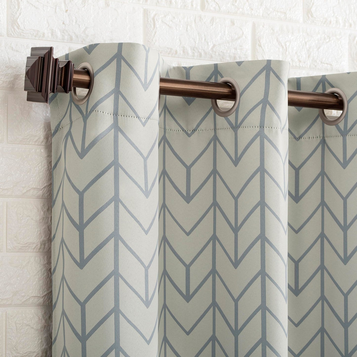 Sun Zero Kenwood Chevron Blackout Grommet Curtain Panel, Stone, 40"W x 84"L (1 Panel)