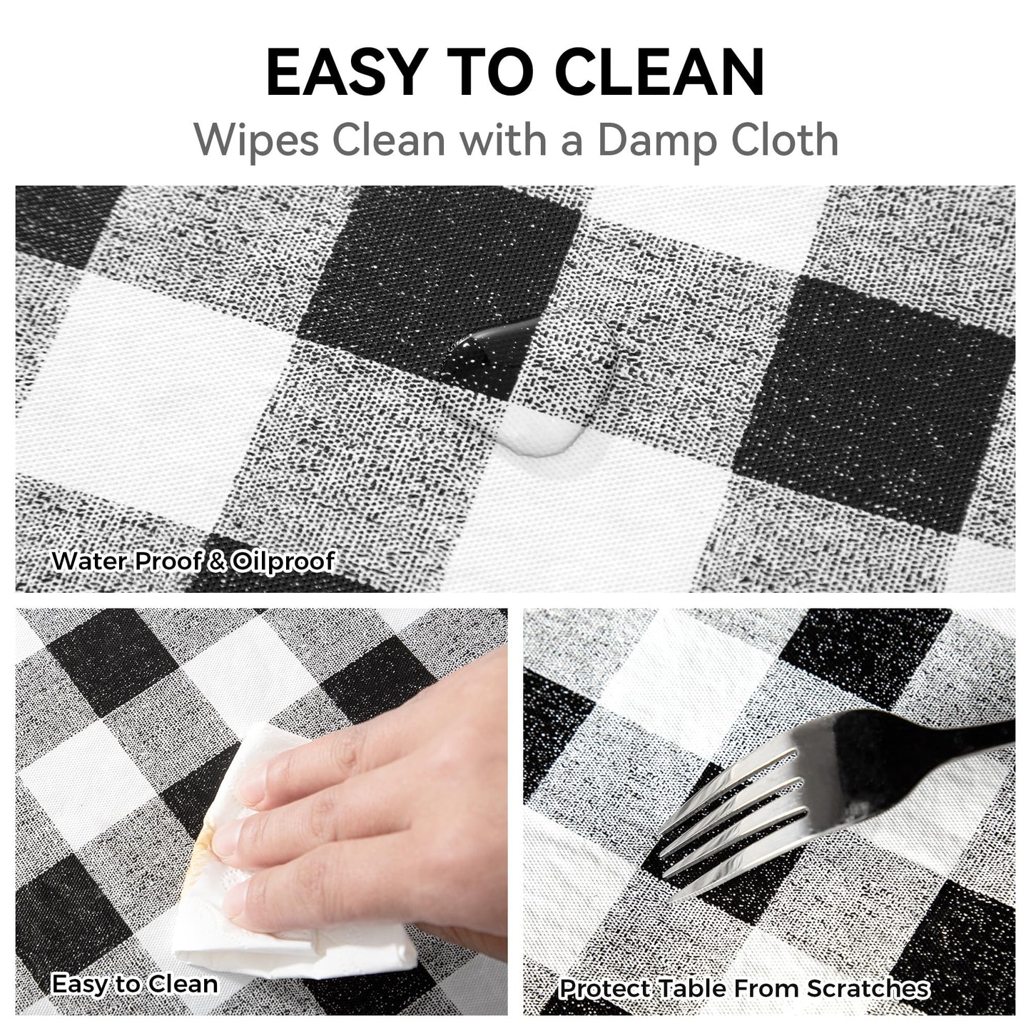 vortiara 52'' X 70'' Checkered Tablecloth Disposable Vinyl Tablecloths with Flannel Backing Wipeable Spillproof Plastic Table Cover PVC Waterproof Table Cloth for Indoor Outdoor