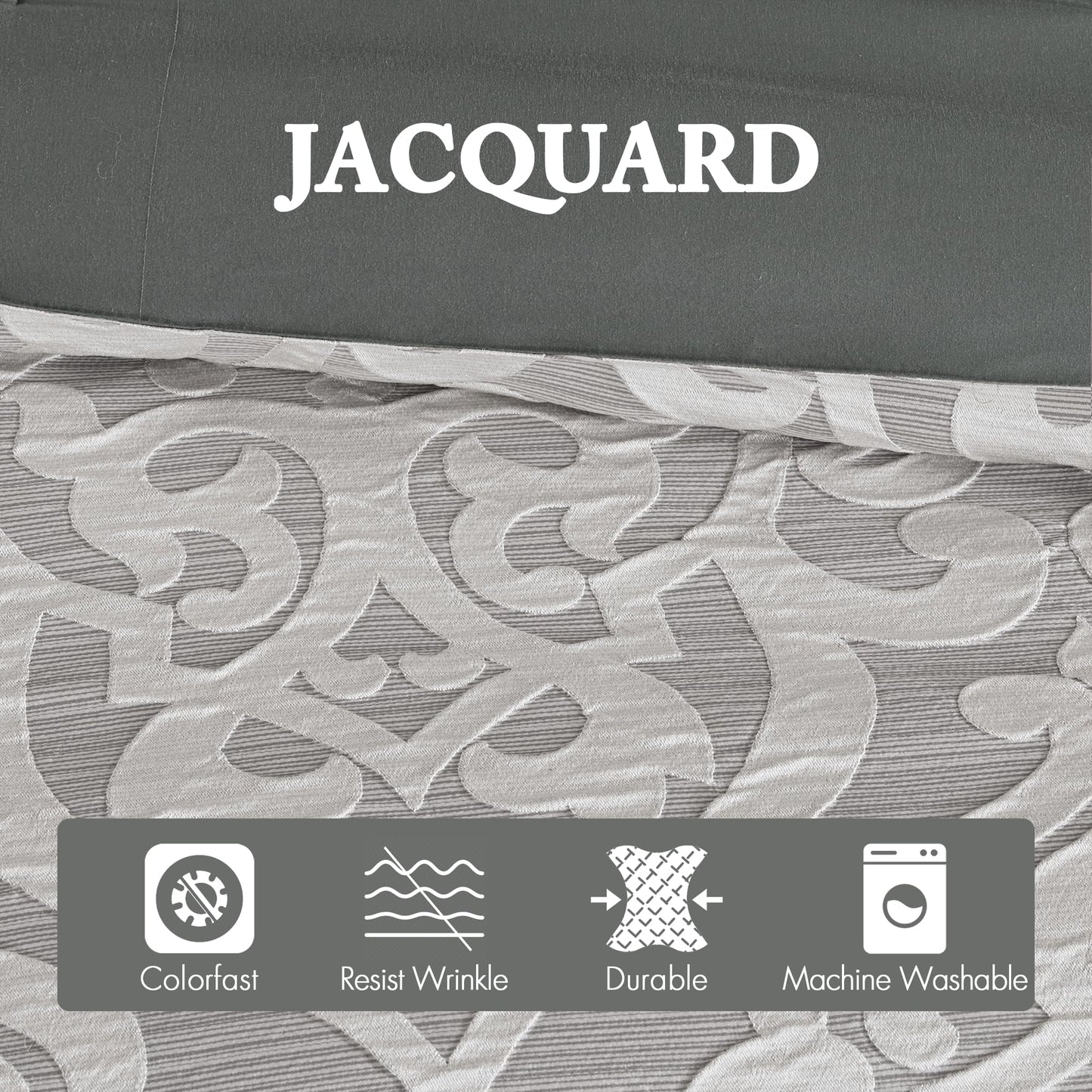 Madison Park Odette Cozy Comforter Set Jacquard Damask Medallion Design - Modern All Season, Down Alternative Bedding, Shams, Decorative Pillows, King(104 in x 92 in), Silver 8 Piece