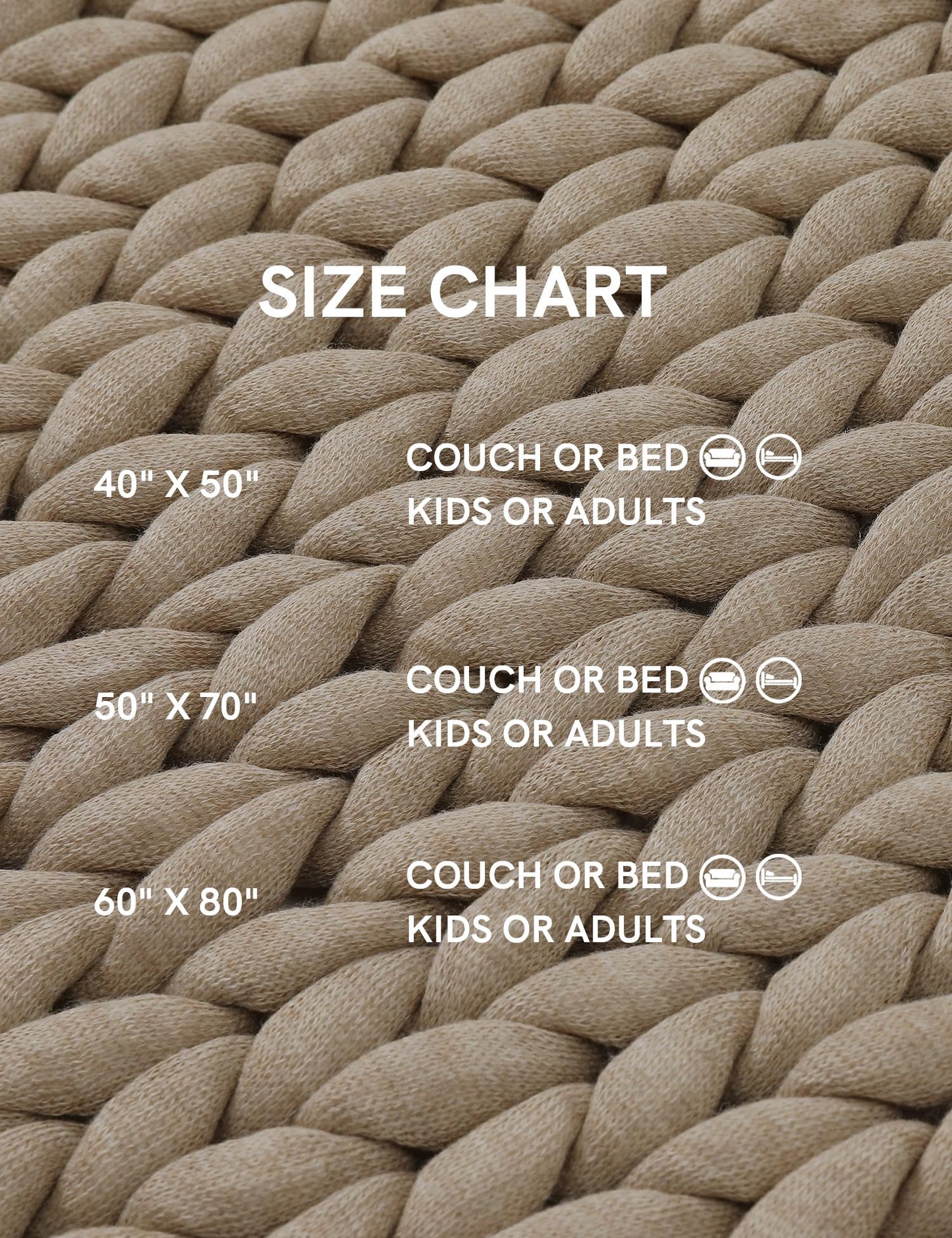YnM Chunky Throw Blanket, Medium-Weight, Hand Knitted, Skin Friendly, Ventilated and Breathable, Machine Washable, Home Décor Piece for Couch, Sofa and Bed (Beige, 40x50 Inch)