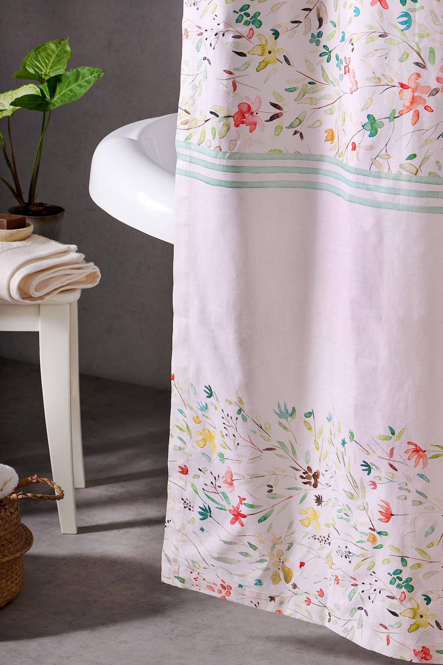 Maison d' Hermine Shower Curtain 100% Cotton One Panel 70"x72" Washable Fabric Shower Curtains for Bathroom, Easy Hanging with 12 Button Holes - Home Hotel Resort Spa Spring Summer - Colmar