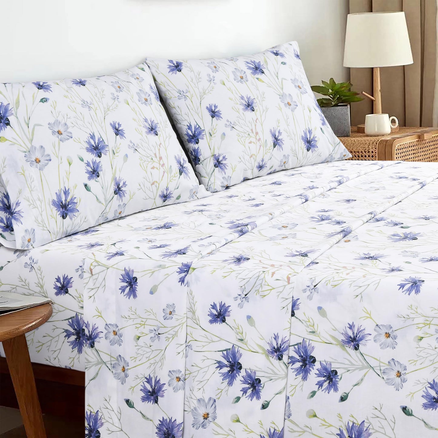 Sleepdown Cotton Bed Sheet Set - Lavender, King