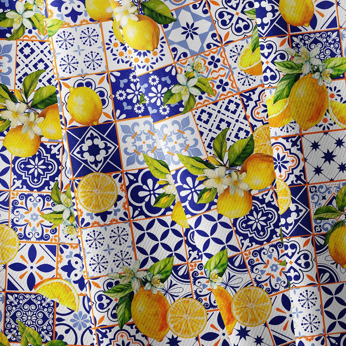 Outdoor Tablecloth With Umbrella Hole 60x84inch,french Lemon Blossom Spring Summer Zipper Tablecloth, Waterproof Wrinkle-Resistant Washable Rectangular Tablecloth for Picnics, Party, Camping and BBQ