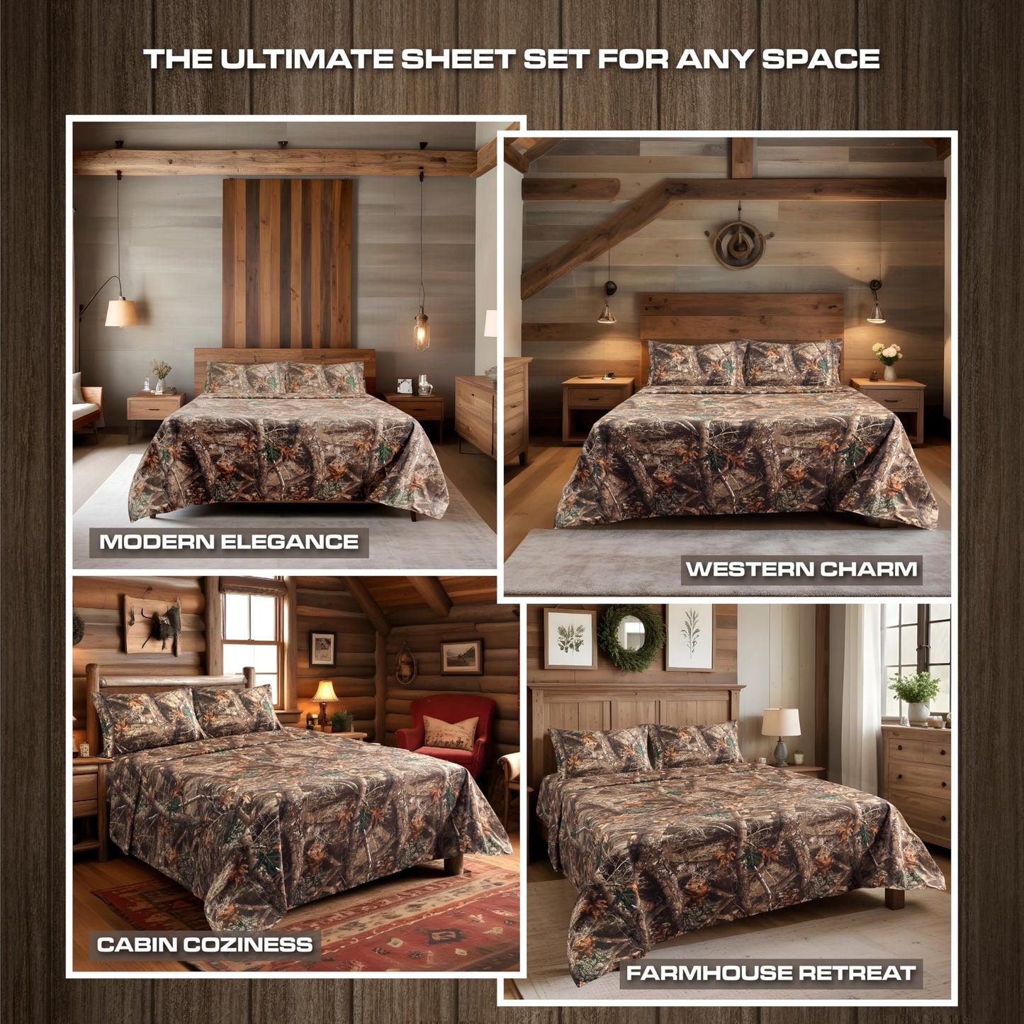 VISI-ONE Realtree Edge Twin Camo 3 Piece Sheet Set – Lightweight, Cooling, Wrinkle-Free Microfiber 10" Deep Pockets Sheets, Unisex Rustic Western Farmhouse Style for Home, RVs, and Camping Retreats