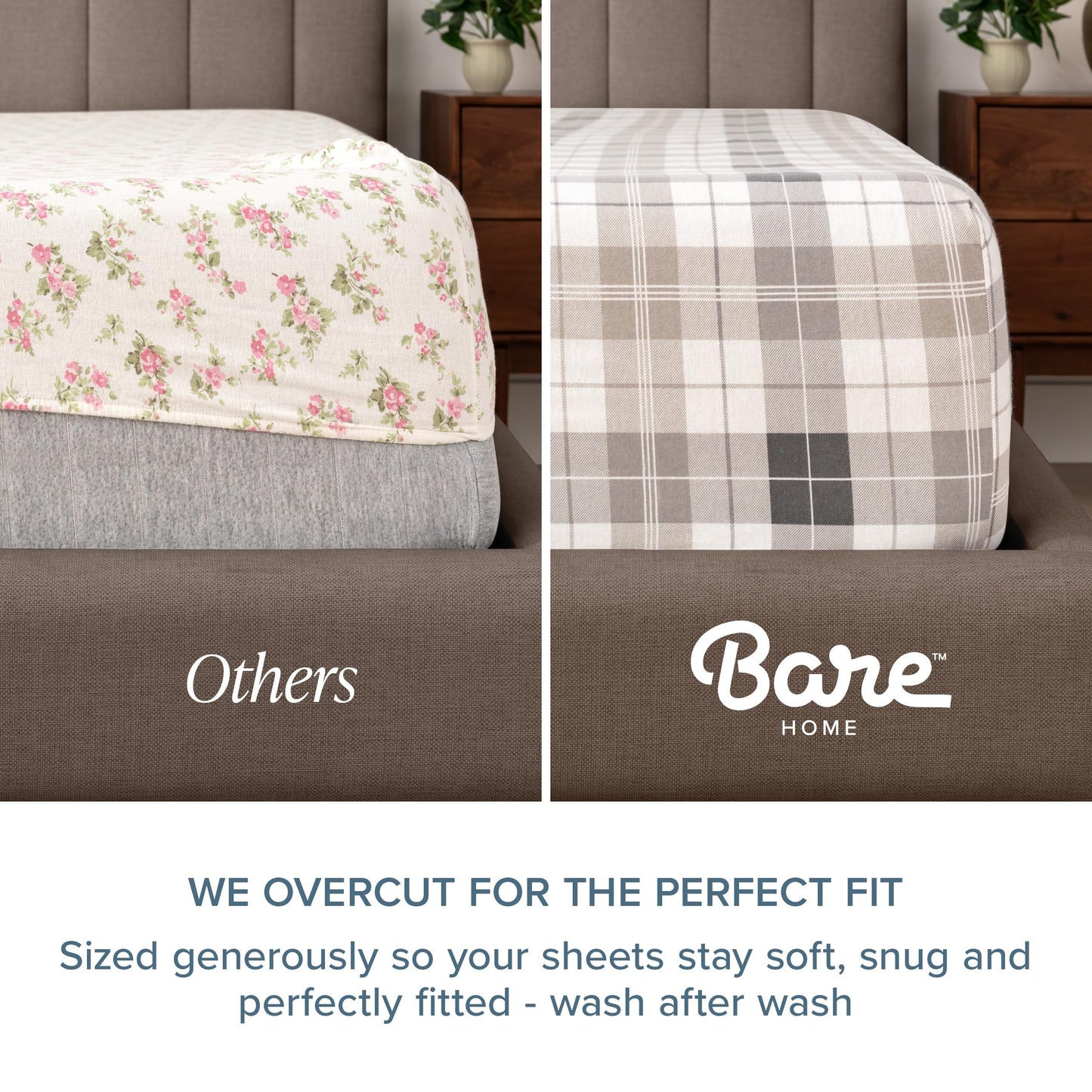 Bare Home Flannel Sheet Set Prints, 100% Cotton, Velvety Soft Heavyweight - Double Brushed Flannel for Extra Softness & Comfort - Deep Pocket - Bed Sheets (Queen, Tartan Plaid)