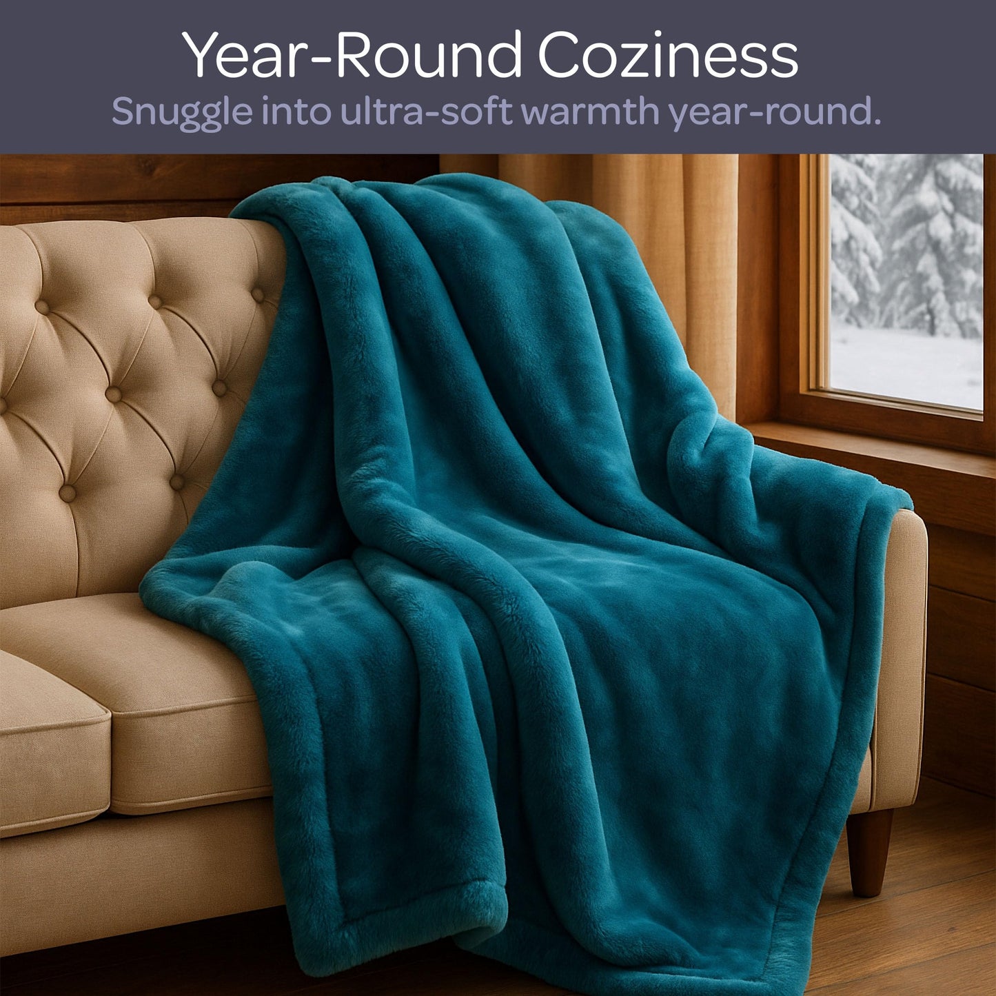 Lavish Home Faux Fur Throw Blanket - Oversized 91x81 Machine-Washable Bedding - Mink-Style 7.8lb Heavy Blanket for Bed or Sofa (Aqua)