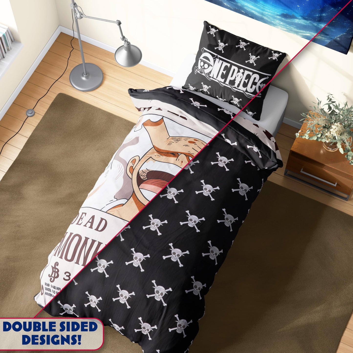 Get Trend One Piece Kids Twin Duvet Cover Set with Pillowcase, 53x79 in, Reversible Bedding Set for Boys Girls, Soft Cozy Comforter Cover, Anime Bedroom Decor, Gifts for Boys (Multi One Piece)