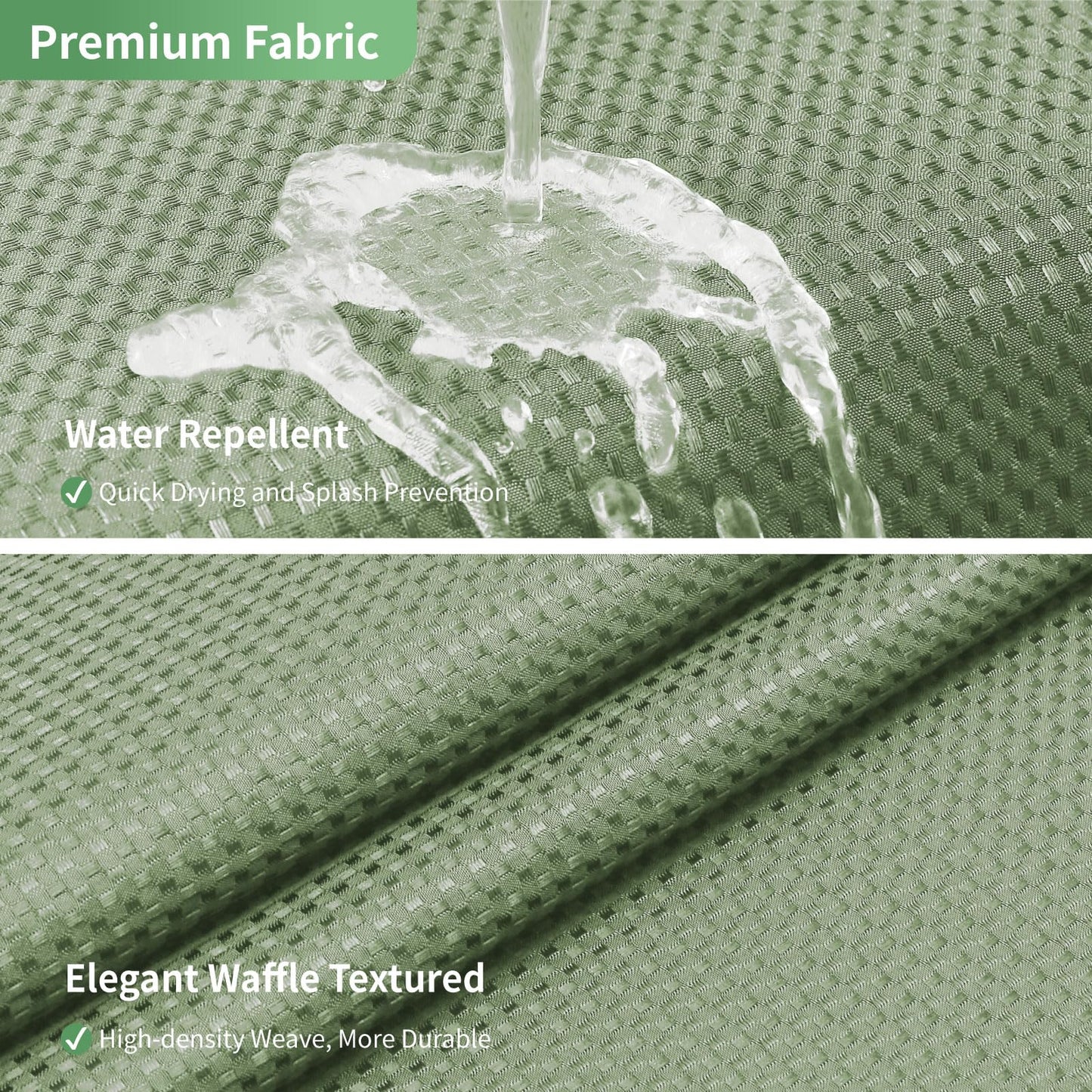 eachope Extra Long No Hook Shower Curtain with Snap-in Fabric Liner Set, Waffle Weave Shower Curtains for Bathroom,Hotel Luxury Decor Bathroom Curtain Set,Waterproof & Washable,71Wx86H,Sage Green