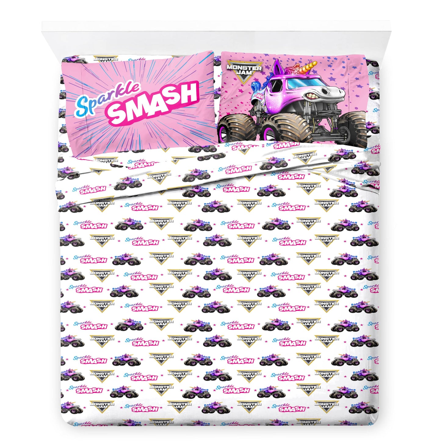 Jay Franco Kids Bed Set, Pink, Monster Jam, 7 Piece Full