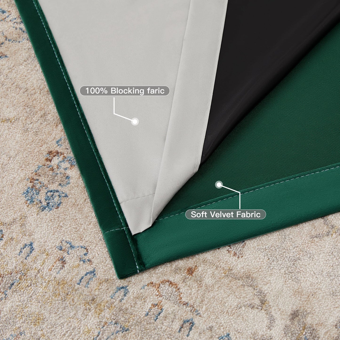 BULBUL Ivory 100% Full Blackout Velvet Curtains,120 inches Long Cream Olive Green Modern Liner Curtains Thermal Drapes Panels for Living Room Bedroom Grommet Set of 2