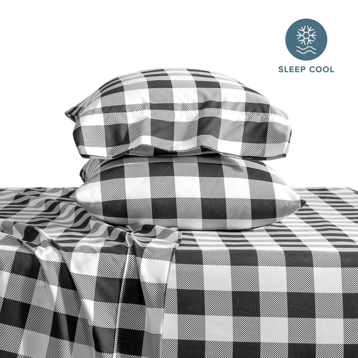 Bare Home Queen Sheet Set - Luxury 1800 Ultra-Soft Microfiber Double Brushed - Deep Pockets - Easy Fit - 4 Piece Set & Pillowcases (Queen, Buffalo Plaid - White/Black)