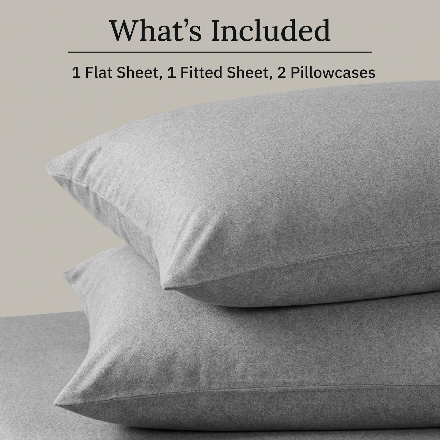 California Design Den Flannel Queen Bed Sheets Set - Made in Portugal, 4-Pc 100% Cotton Bedsheets Queen Size Bed Set, Thick, Velvet Soft, Triple-Brushed with Extra Deep Pockets - Heather Grey