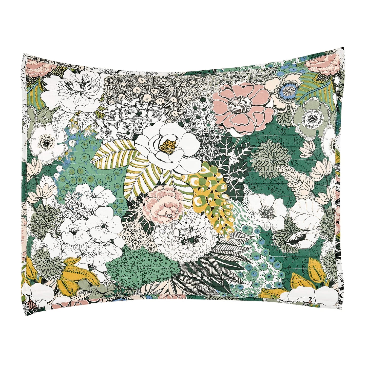 Levtex Home - Bettina Quilt Set - Full/Queen Quilt and Two Standard Shams - Floral - Teal, Blue, Green, Mauve, Cream - Quilt (88x92in.) and Shams (20x26in.) - Reversible - Cotton