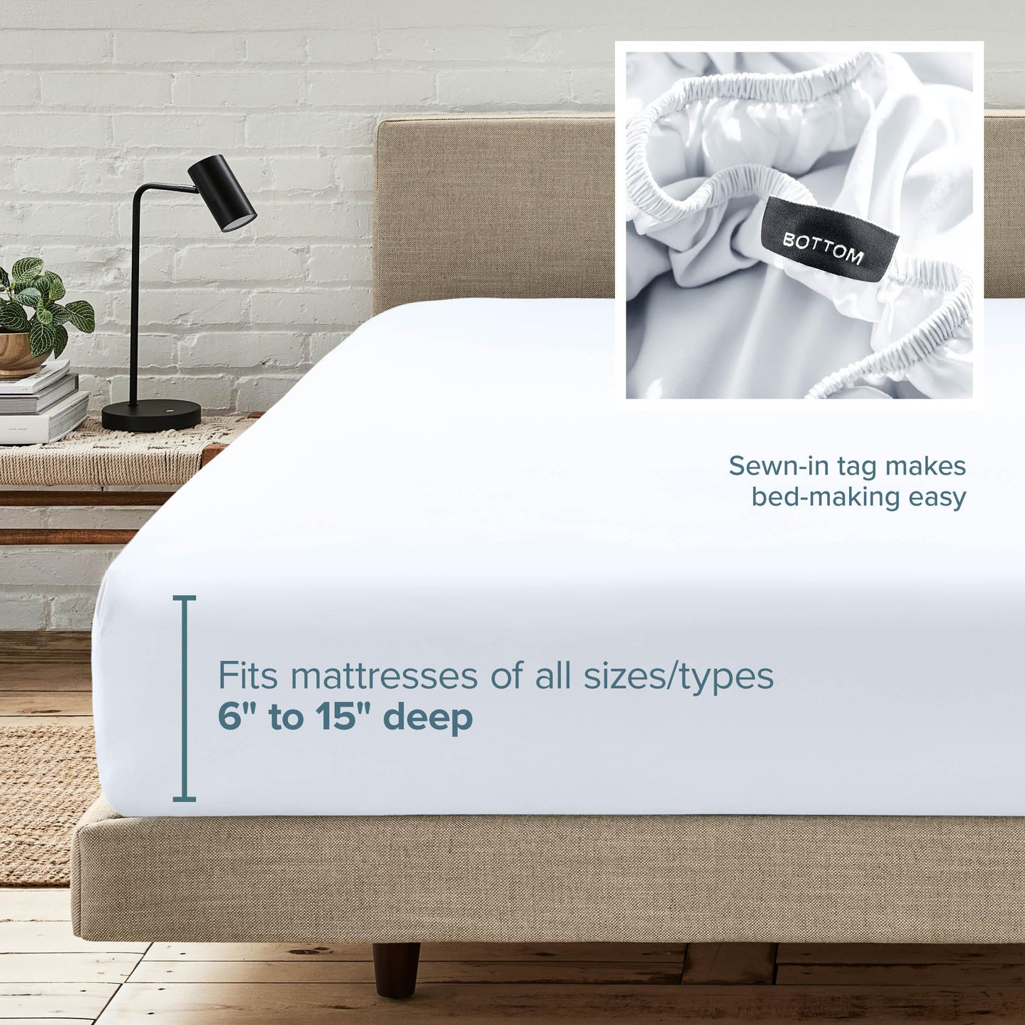 Bare Home Fitted Bottom Sheet Queen Size - Premium 1800 Ultra-Soft - Hotel Luxury - Deep Pocket - Durable and Long Lasting - Fitted Sheet (Queen, White)