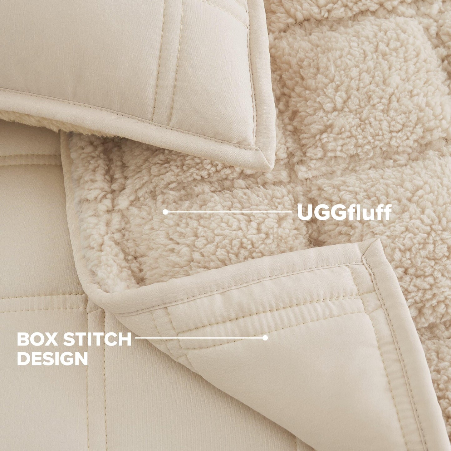 UGG Full/Queen Quilt Set with 2 Pillow Shams – 3 Piece Lightweight All-Season Bedspread, Ultra-Soft Fluffy Reversible Quilt Set for Apartment, Home & Modern Bedroom Decor, Cream (Gizelle)