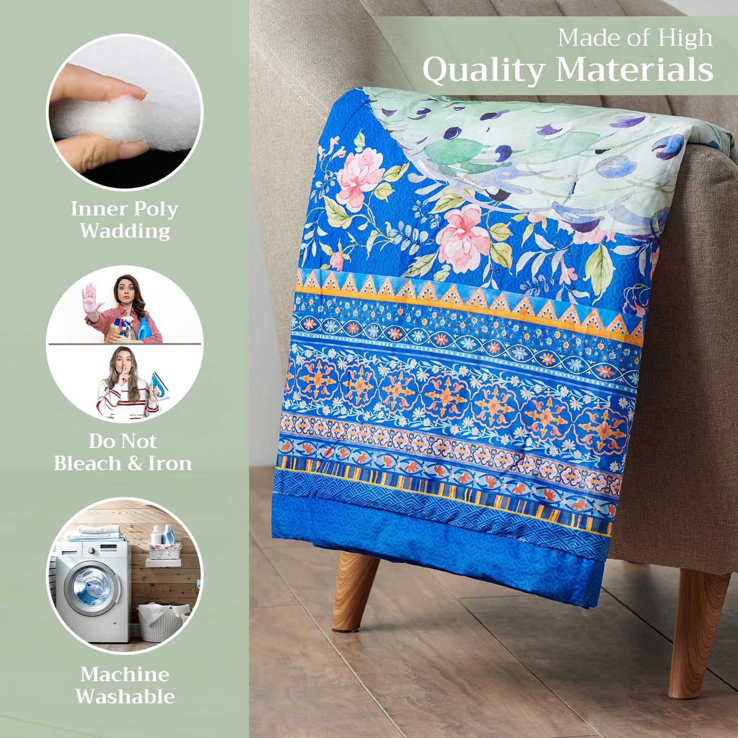 Maison d' Hermine Throw Blanket for Couch Lightweight Soft Warm Breathable Cotton Throw Blankets for Bed Girls Boys Women Men Gifts Room Spring Summer (Secret Garden - Peacock, 60" X 80")