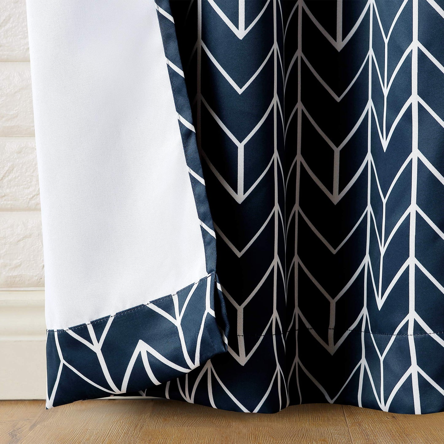 Sun Zero Kenwood Chevron Blackout Grommet Curtain Panel, 40" x 84", Navy Blue